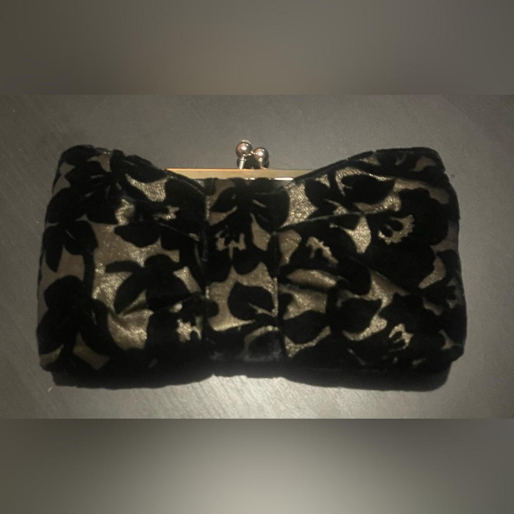 Lulu Townsend black bow tie velvet evening bag clutch / purse